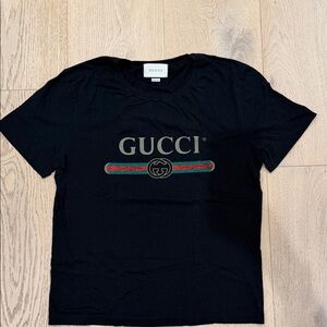 GUCCI Black Tee with Iconic Logo XL